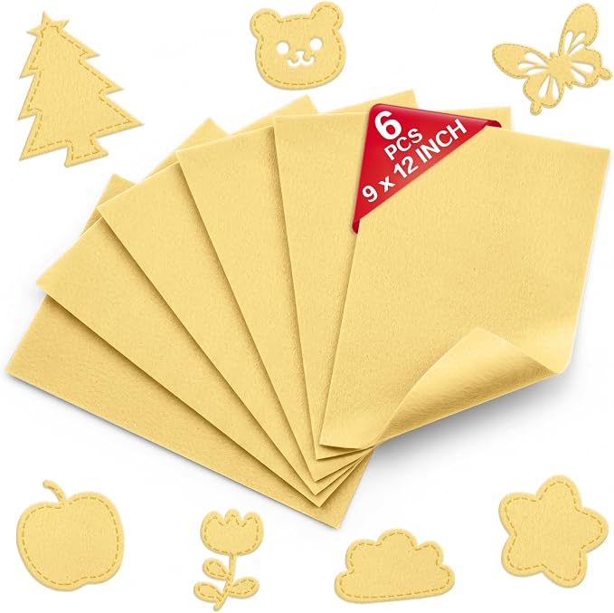 Pastel Yellow Soft Felt Sheets for Crafts, 1.6mm Thick, Kids' Crafts, DIY