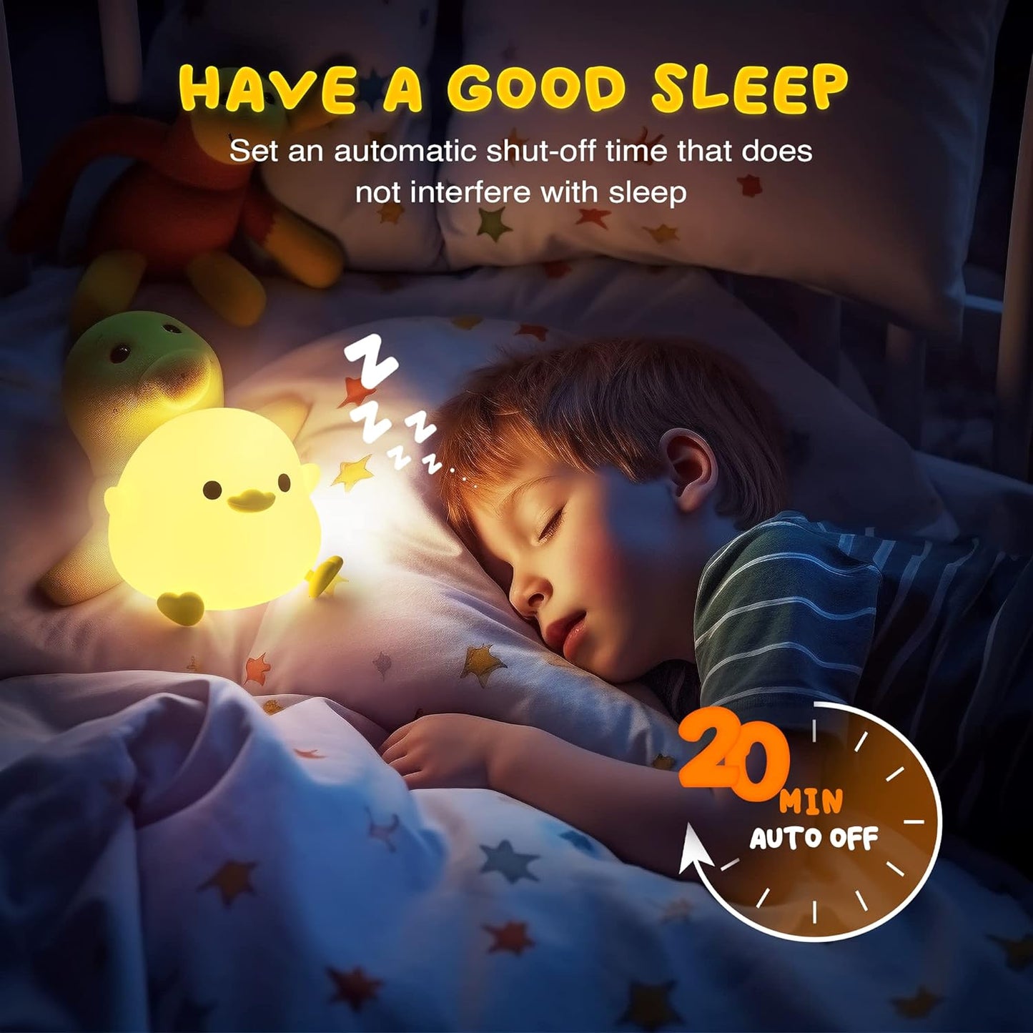 UNEEDE LED Cute Bean Duck Night Light, DoDo Duck Silicone Nursery Night Light Squishy Dimmable Rechargeable Table Bedside Lamp with Touch Sensor for Bedrooms, Living Room Unique Dorm Decor Gift Toy
