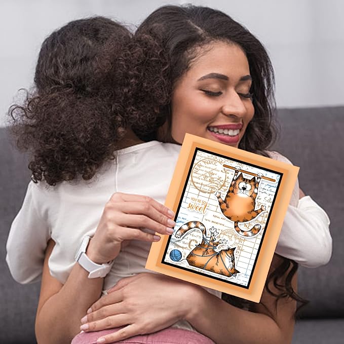 GLOBLELAND 8.3x5.8in Cartoon Cat Clear Stamps Lovely Cat Silicone Stamp Wish