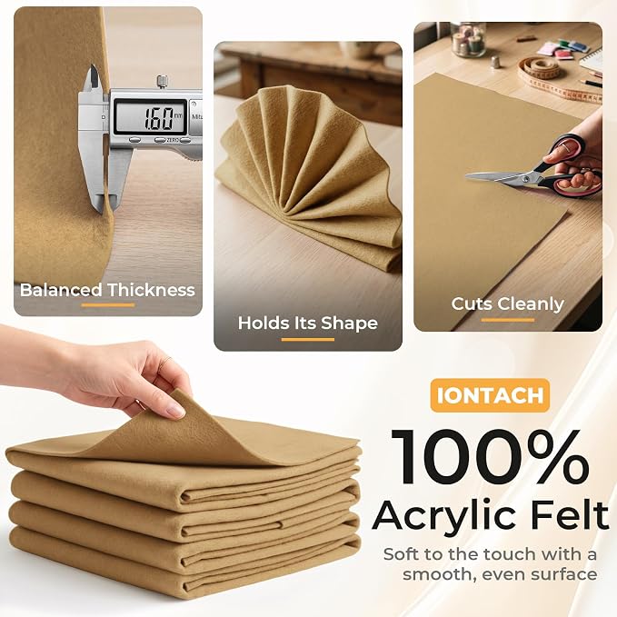 IONTACH 9" X 36" Soft Felt Sheets 1.6mm Thick | Acrylic Felt Fabric