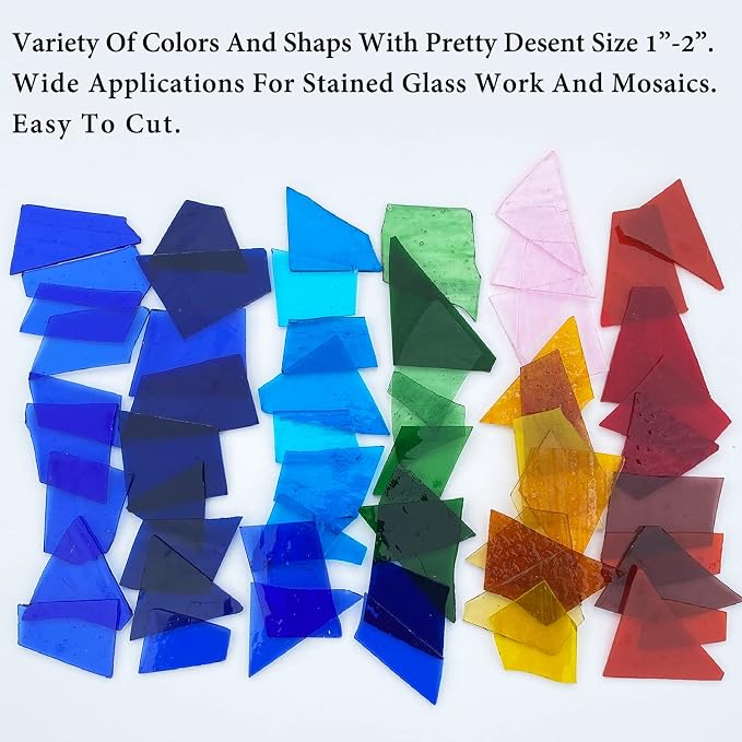 Colorful Stained Glass Scraps, Transparent Glass Mosaic Tiles
