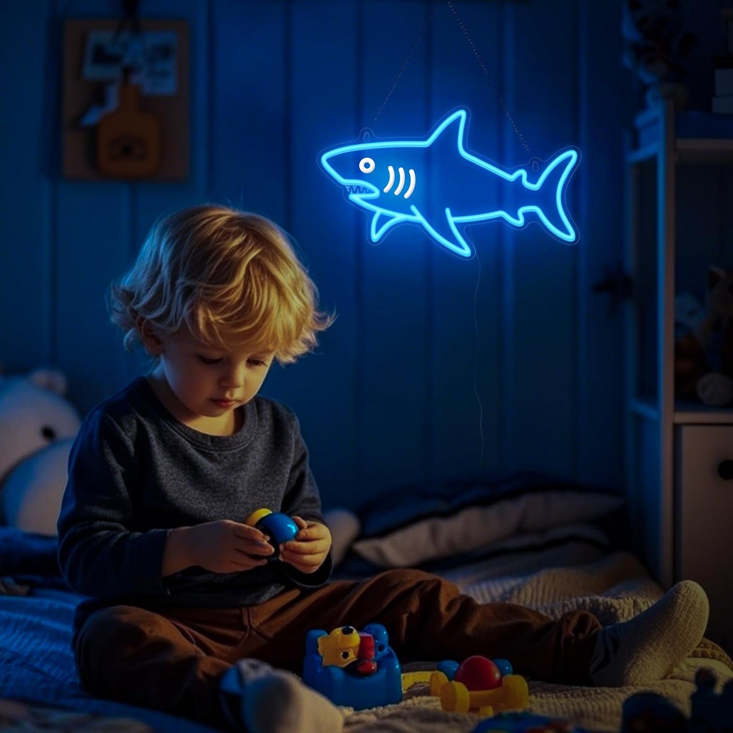 Shark Neon Light, Dimmable LED Shark Animal Neon Wall Sign USB Powered, Decorations for Bedroom Living Room Game Room Man Cave Home Birthday Gift for Boys Men
