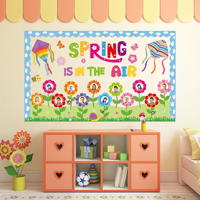 Spring is in The Air Bulletin Board Set Colorful Floral Butterfly Photo Craft