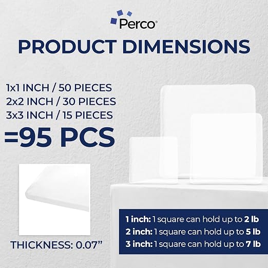 Perco Double Sided Tape Squares, 95 Pre-Cut Mounting Squares – 50 1"x1"