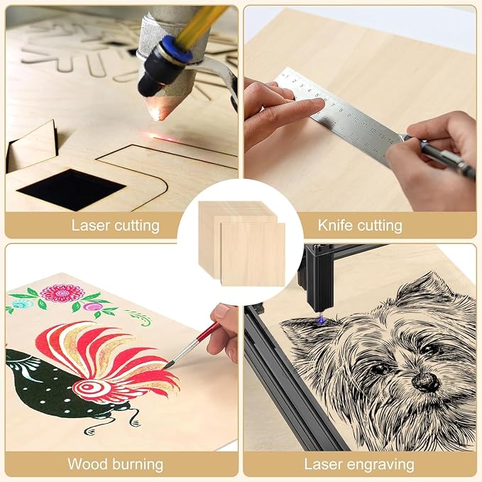 24 Pack Basswood Sheets for Crafts 12"x12"x1/4", 6mm Thick Plywood Sheets Board