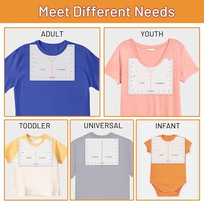 TransOurDream Heat Transfer Paper Supplies Extended XL Tshirt Ruler Guide 8Pcs