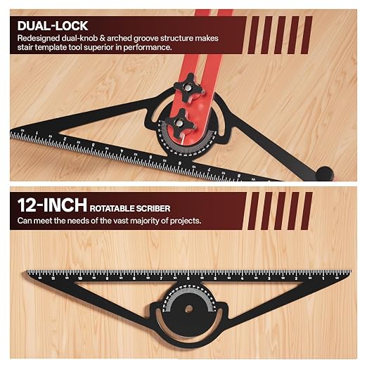 Stair Tread Template Tool, Precision Angle Length Depth Measuring Gauge Tool