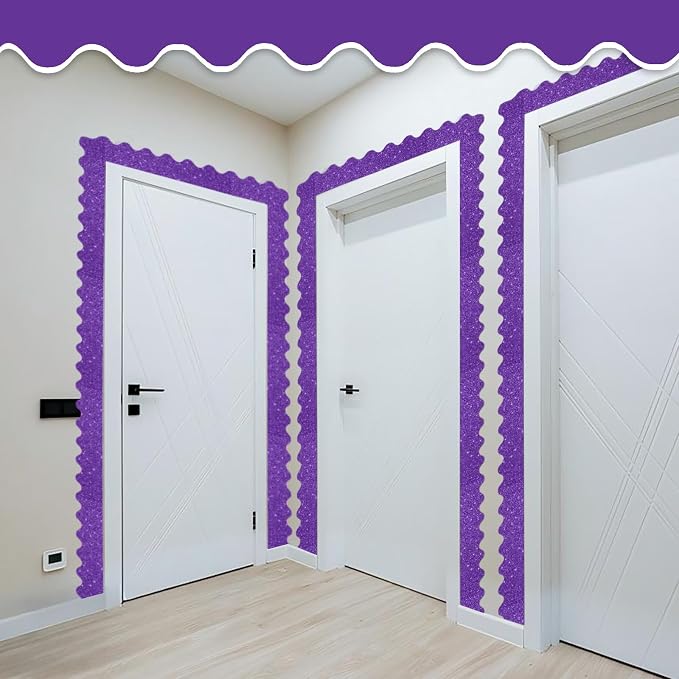 70Ft Shine Bulletin Board Borders，Scalloped Poster Boards Decorations Trim
