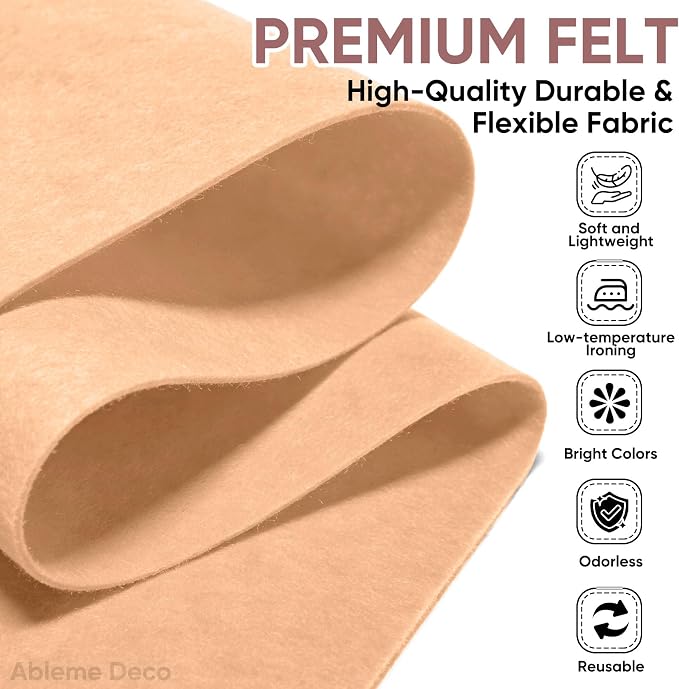 Soft Felt Fabric Sheet 18" x 36", 1.6mm Acrylic Craft Felt, Peach | Soft Thick