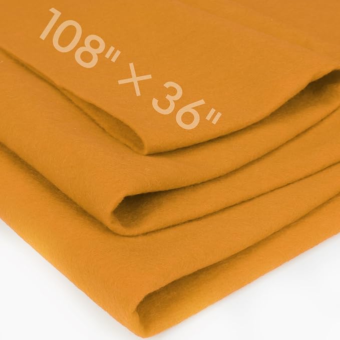Golden Yellow Felt Fabric Sheet 108" X 36", 1.4mm Thick Large Soft Durable