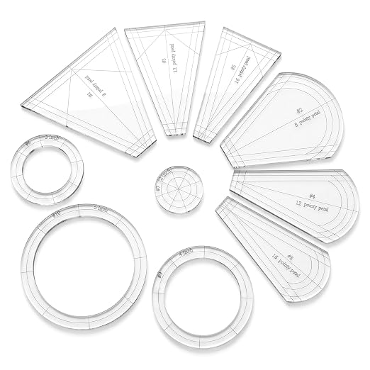 10 Pcs Quilting Templates, Reusable Acrylic Quilting Rulers Set