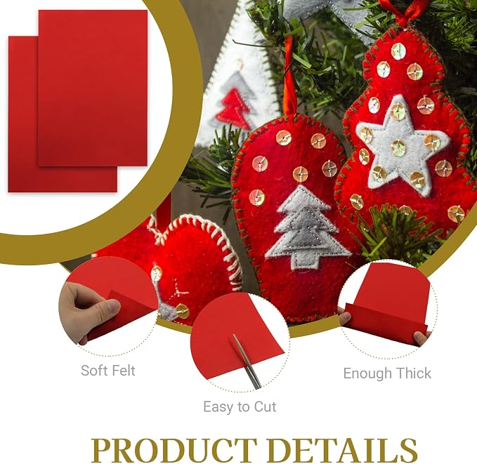 12 Pcs Felt Sheets, 7x11 Inch Stiff Felt