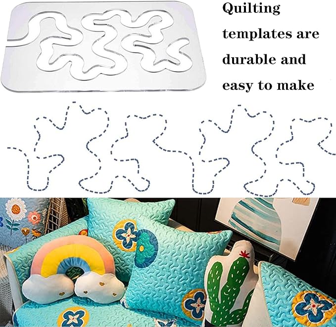Henmany Free Motion Quilting Templates: Acrylic Quilting Ruler Set Beginner |