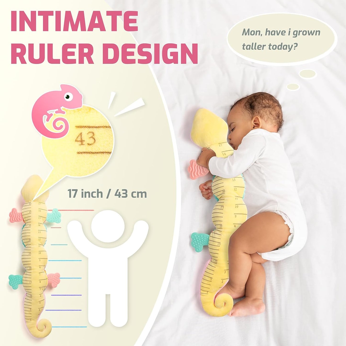 Sumobaby Infant Baby Musical Stuffed Animal Toys for 0-3-6-12 Months,Multi Sensory Toys with Crinkle and Rattles, Tummy Time Toys for Newborn Boys Girls, Dinosaur, Pink