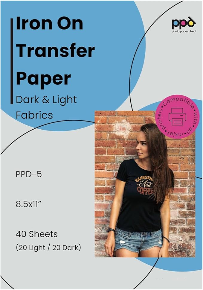 PPD 40 Sheets 8.5x11" Iron-on Heat Transfer Paper Mixed Fabrics Inkjet | Mixed