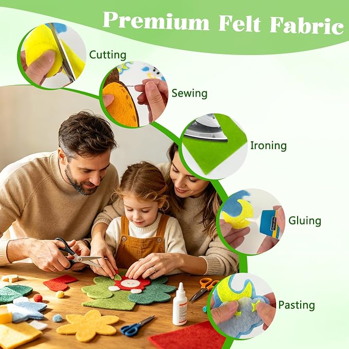 ZUFECY 40Pcs Felt Sheets for Crafts, Nonwoven Felt Squares for Sewing Patchwork