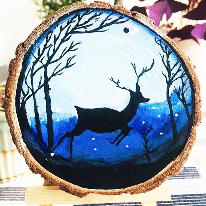 SENMUT Wood Slices 30 Pcs 3.1-3.6inch Natural Rounds Unfinished Wooden Circles