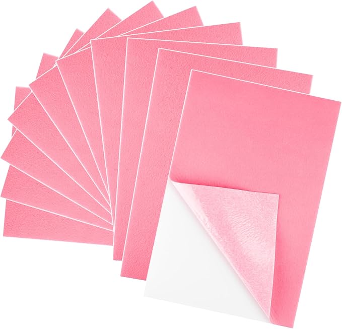 10PCS Pink Self Adhesive Felt Fabric Sheets Sticky Felt Sheets