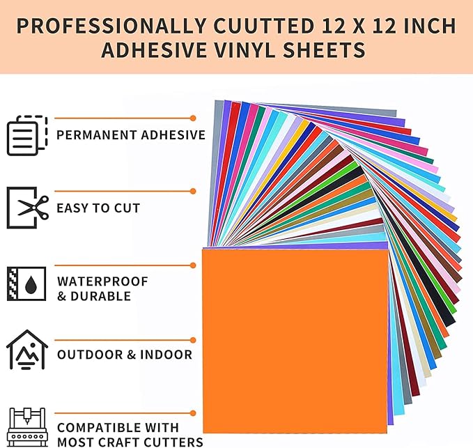 IModeur 65 Pack Matte Permanent Vinyl Vinyl Sheets