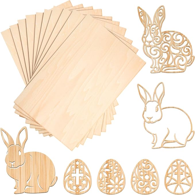 Blulu 10 Pack Basswood Sheets 8 x 4 x 1/16 Inch Thin Plywood Board Sheets