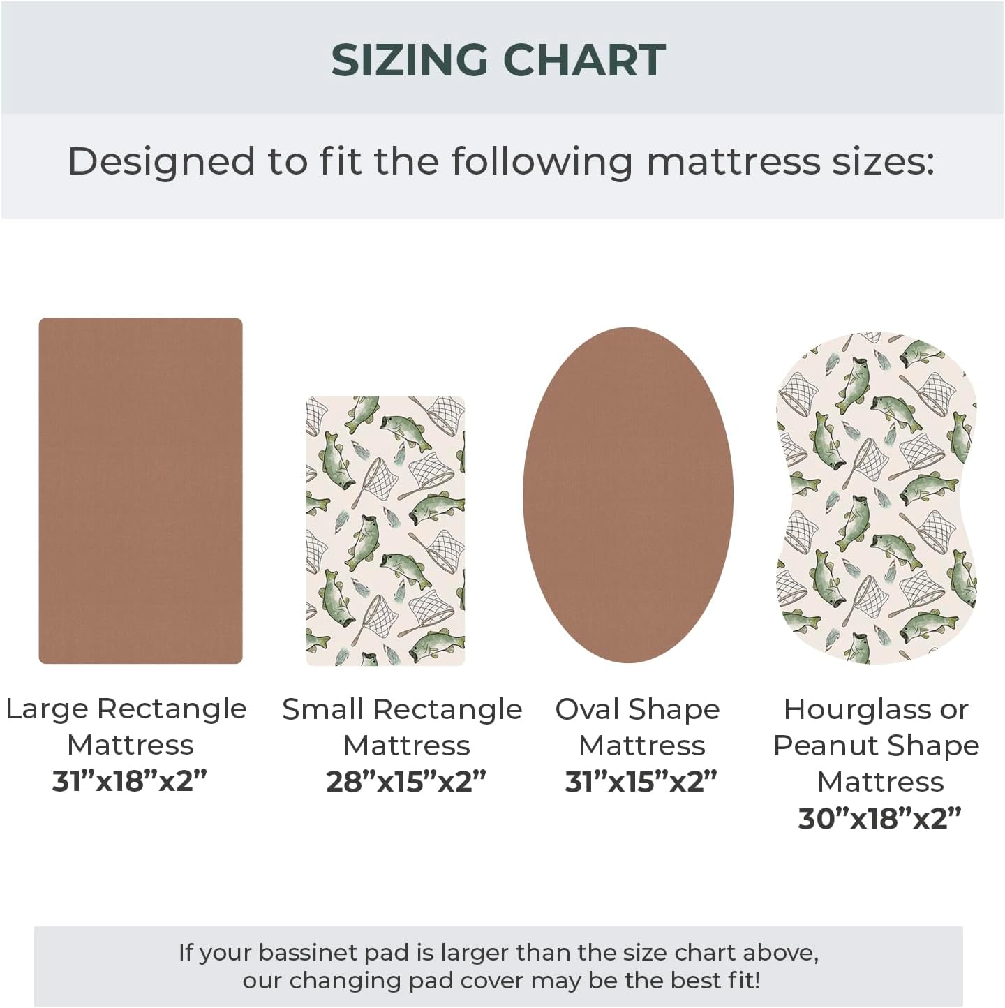 Pobibaby – 2 Pack Bassinet Sheets Boy, Bassinet Sheets Cotton for Neutral Nursery for Standard Rectangle Bassinets – Ultra-Soft Jersey Knit, Safe and Snug for Baby (Gone Fishing)