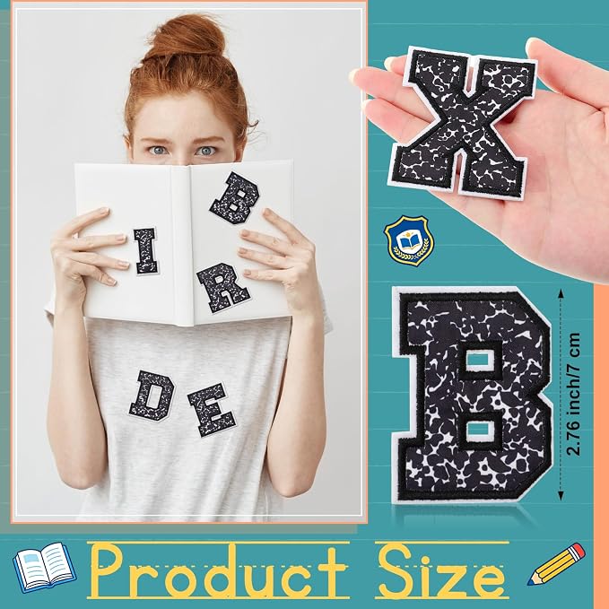 WILLBOND 52 Pcs Back to School Letter Patches Self Adhesive Composition Iron on