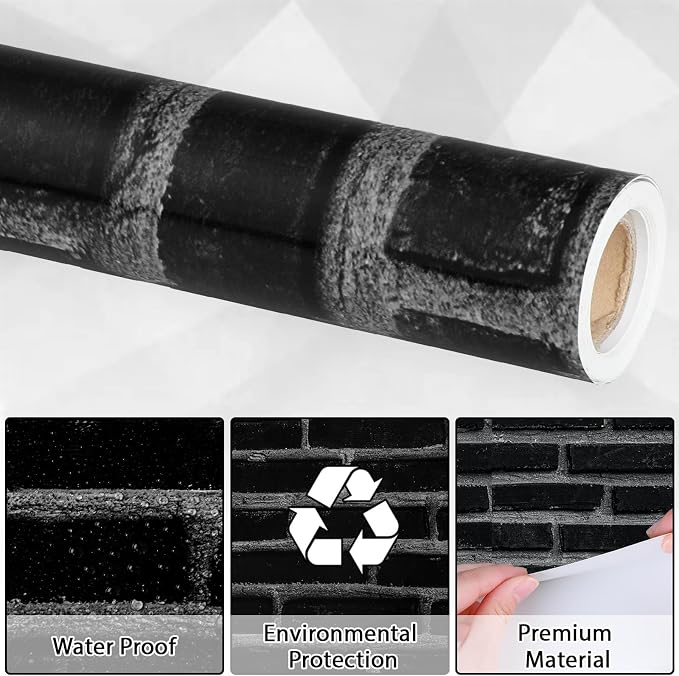 Black Brick Wall Bulletin Board Paper Roll Vintage Theme Stone Brick Bulletin