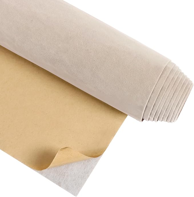 CRE8TIVE Beige White Velvet Wallpaper Peel and Stick 12"x80" Felt Drawer Liner