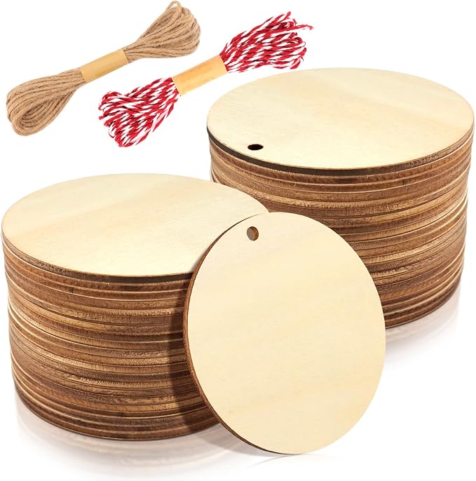 FSWCCK 50 PCS 3 Inch Wood Circles