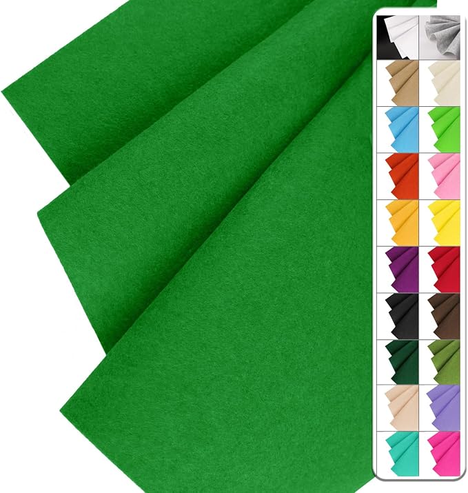 IONTACH 36" X 36" Emerald Green Stiff Felt Fabric 1.2mm Thick | Felt Sheet