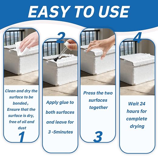4OZ Foam Glue with Brush, High Strength Clear Foam Adhesive