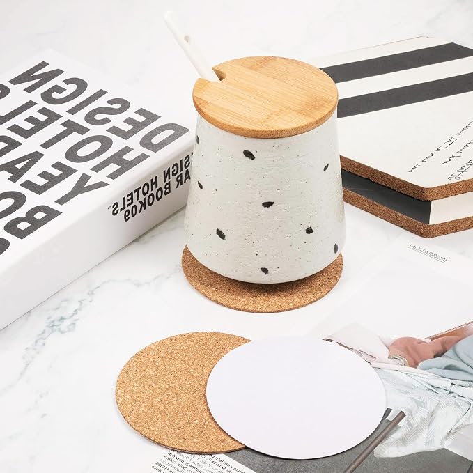 Self-Adhesive Cork Round, Allazone 120 Pack 9 x 9CM Cork Backing Sheets