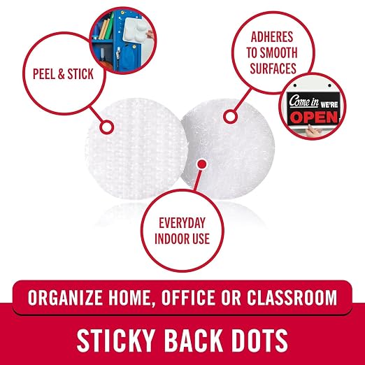 VELCRO Brand Dots with Adhesive White | 200 Pk | 3/4" Circles | Sticky Back