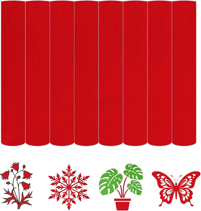 HTVSTD Red Flock HTV Heat Transfer Vinyl 8 Sheets 12×10in Iron on Vinyl |