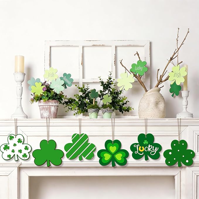 COCHIE St. Patrick's Day Shamrock Wood Crafts to Paint Set of 24, Saint Patrick