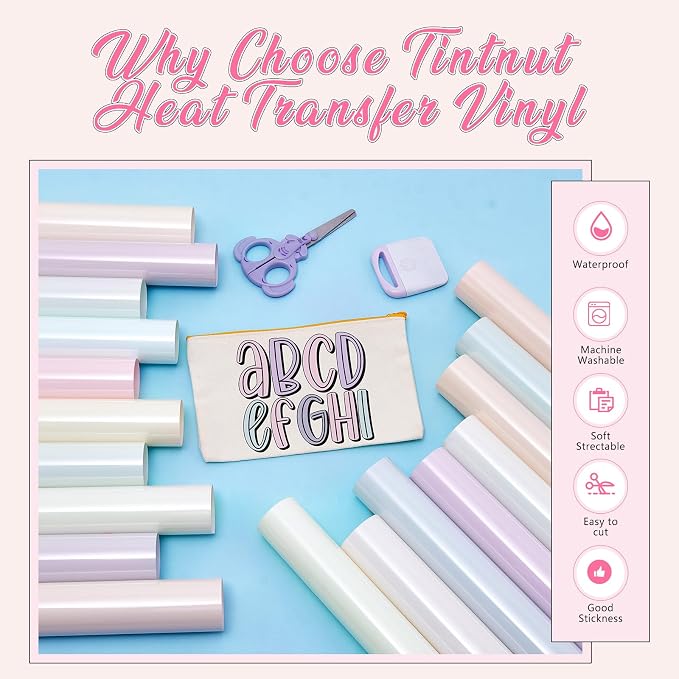 Tintnut Pastel Boho HTV Heat Transfer Vinyl, easy cut & weed, stretch washable