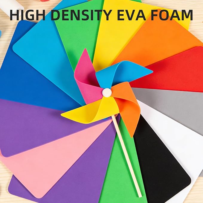 Foam Sheets 90 Pack, 8 x 8 Inch, 15 Assorted Colors, 1mm Thick EVA Foam Paper