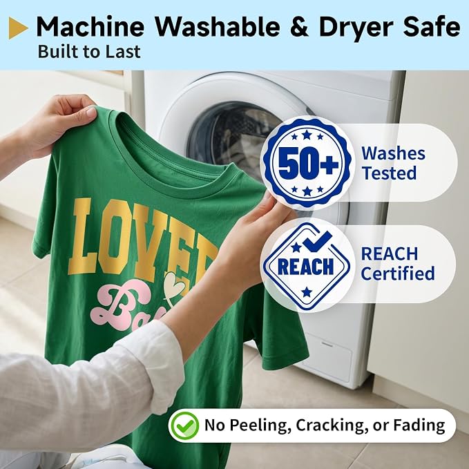 TECKWRAP Heat Transfer Vinyl for T-Shirts, 50+ Washes, REACH Certified & Dryer
