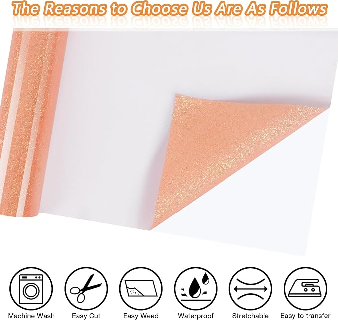 TORC Blush Glitter HTV Blush Heat Transfer Vinyl HTV Rolls