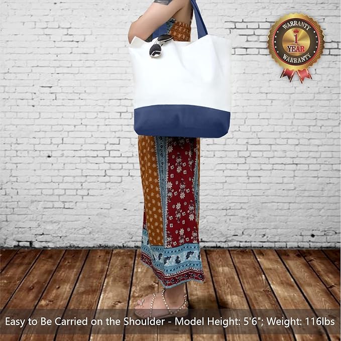 TOPDesign 1-Pack Super Strong Large 12oz Cotton Canvas Tote Bag, Reusable