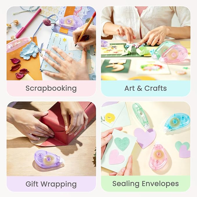 Sooez Extra Long Glue Tape for Scrapbooking, Adhesive Scrapbook Glue Runner for