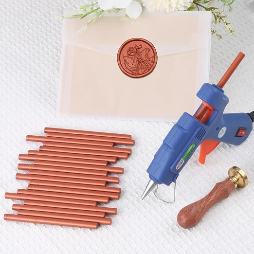 Red Gold Sealing Wax Sticks, WASOHLING 20Pcs Glue Gun Wax Seal Sticks