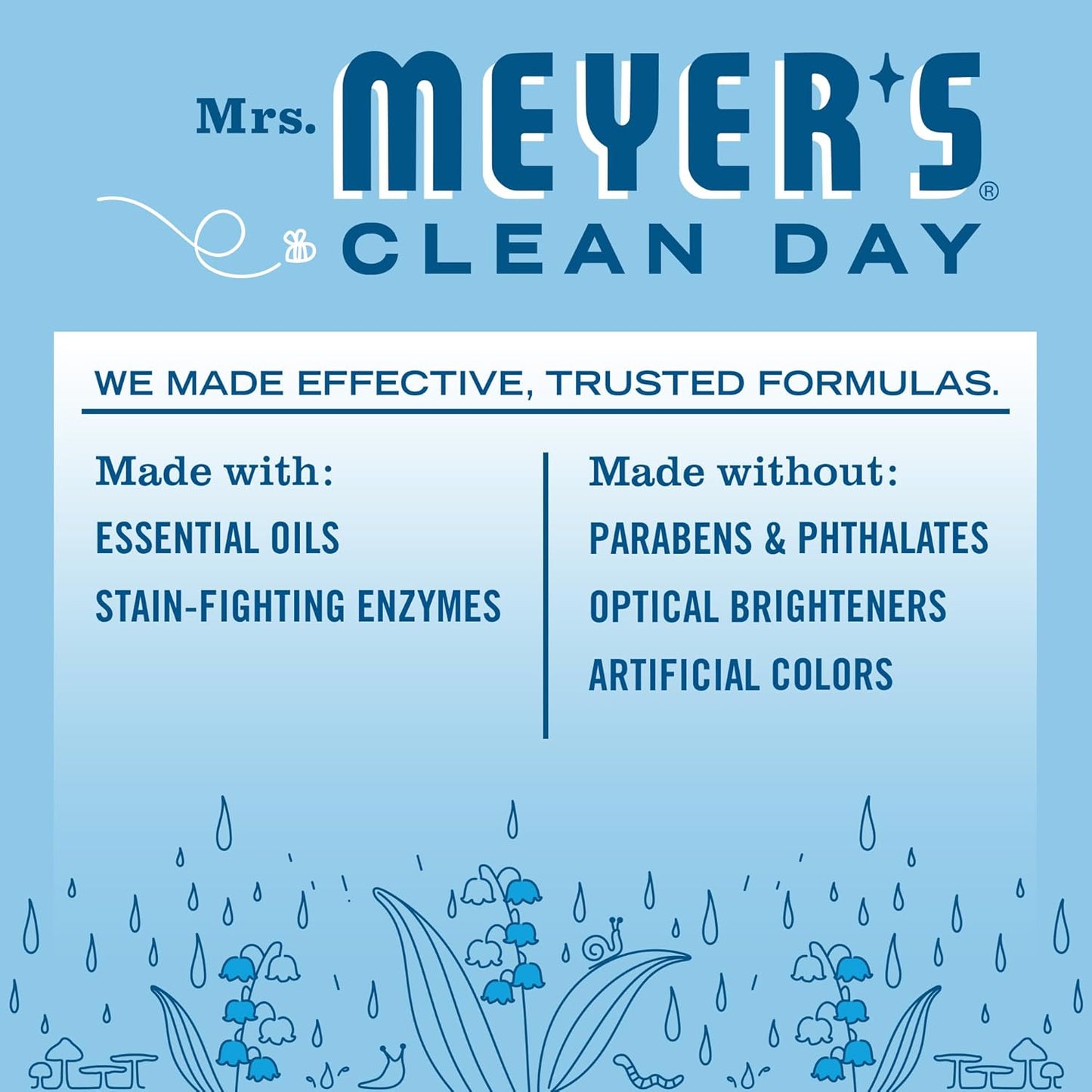 MRS. MEYER'S CLEAN DAY Laundry Detergent, Rain Water Scent, 64 Ounce Bottle