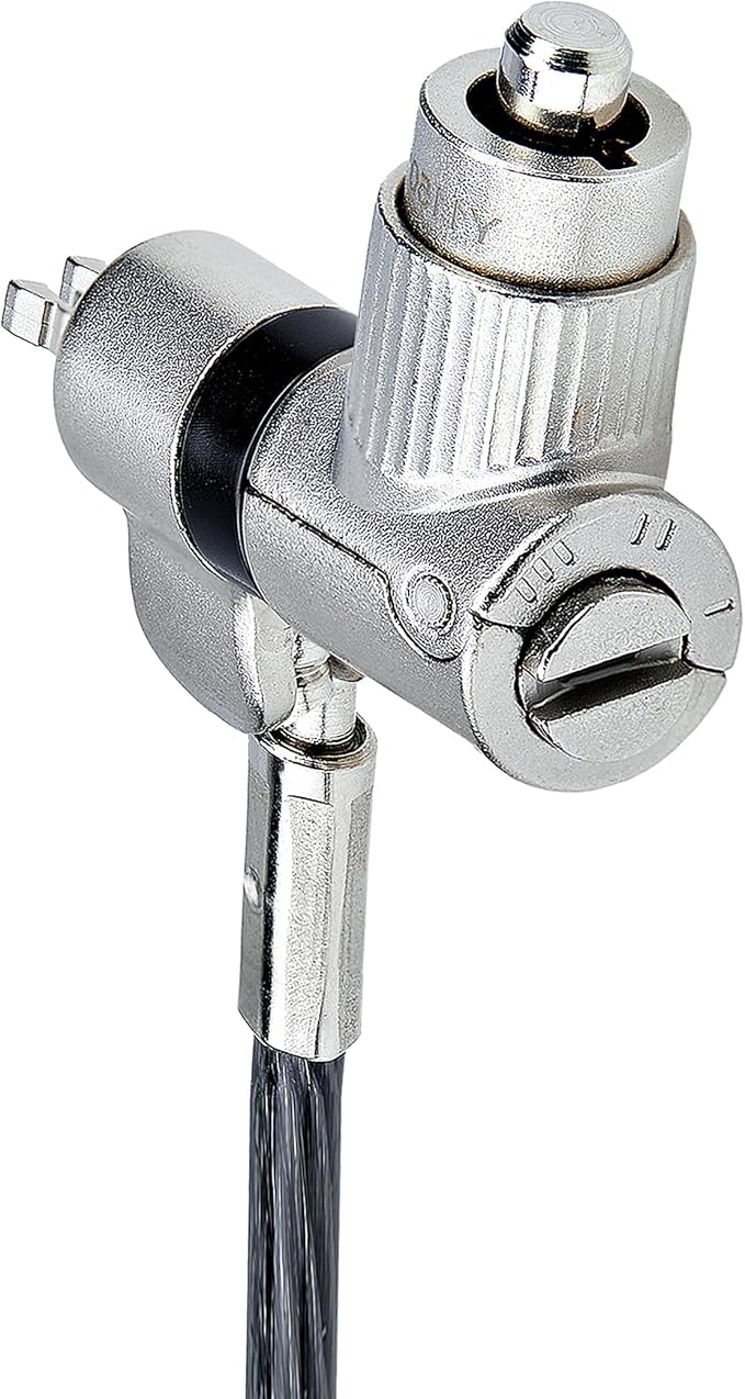 StarTech.com 3-in-1 Universal Laptop Lock 6.6ft (2m), Master Keyed Security Cable, Compatible with Noble Wedge/Nano/K-Slot; TAA
