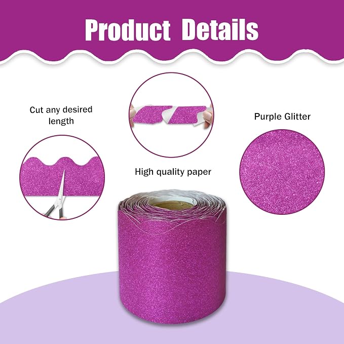 70Ft Shine Pink Bulletin Board Borders，Scalloped Poster Boards Decorations Trim