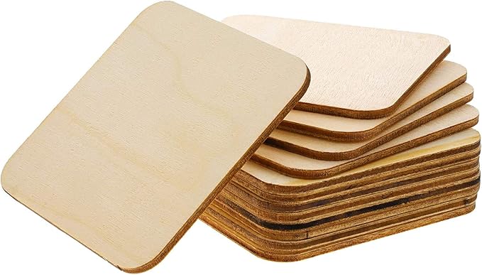 Unfinished Wood Pieces 80 Pcs 3"x3" inch Wood Board Wooden Squares Wooden