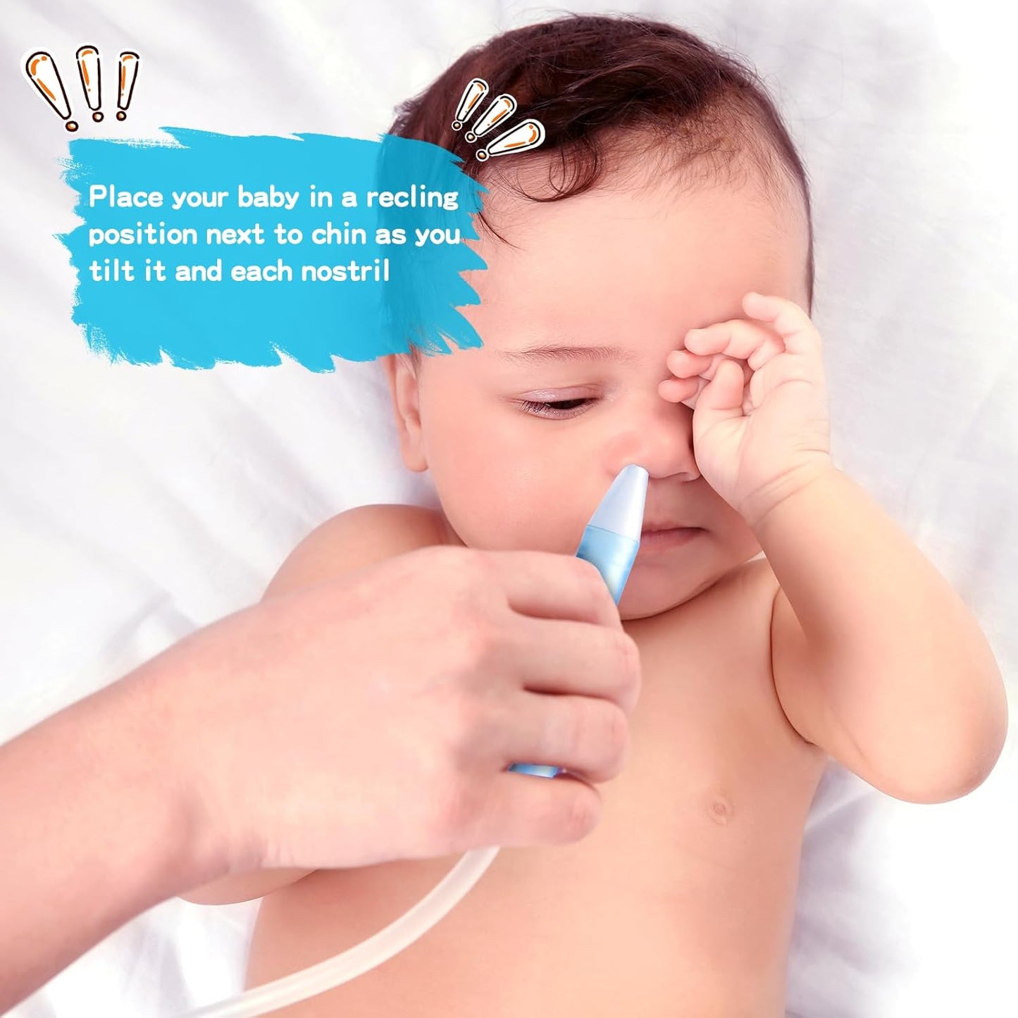 Baby Nasal Aspirator with 25 Hygiene Filters, Soft Silicone Tips Nose Cleaning Tweezer for Infants and Toddlers