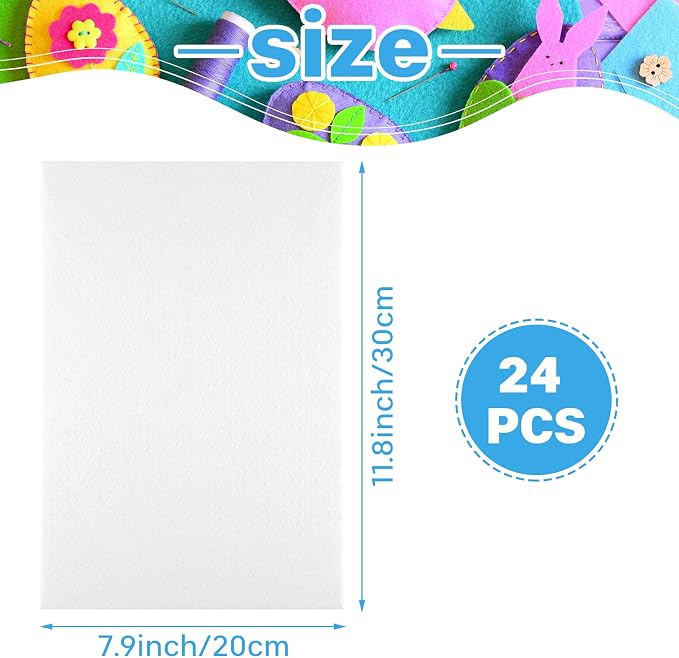 Morcheiong 24 Pcs Self Adhesive Felt Sheet Soft Felt Sheets