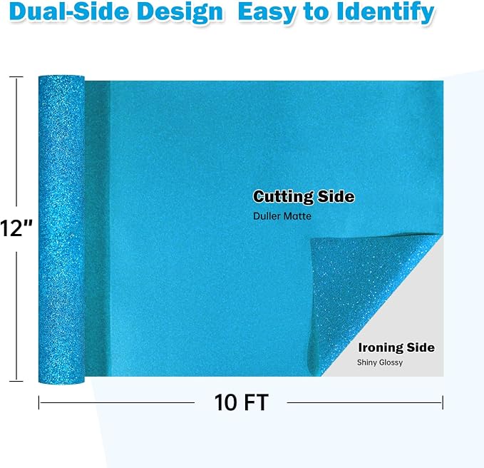 TUMIYA Lake Blue Glitter Heat Transfer Vinyl HTV Roll