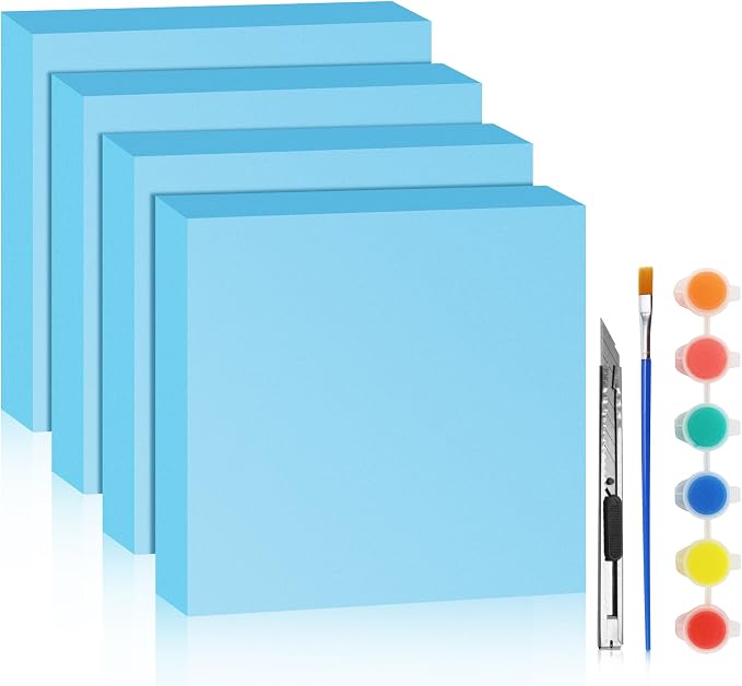 LuckyFoam Blue 4 Pack 12x12x2 inch Foam Sheets 2 Inch Thick | Polystyrene